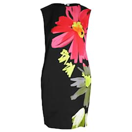 Escada-Escada Mrs S Demici Floral Sleeveless Shift Dress in Black Viscose-Black