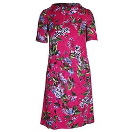 Robe mi-longue à imprimé floral Escada en coton rose Rose