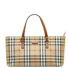 Burberry-Haymarket Check Canvas Handbag-Beige