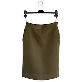 Yves Saint Laurent-Midi skirt-Khaki