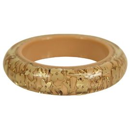 Louis Vuitton beige with gold Inclusion resin sequins bangle bracelet Beige