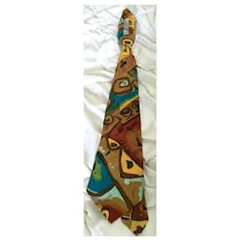 Autre Marque-Corbata de seda con estampado abstracto vintage de Alain Delon-Multicolor