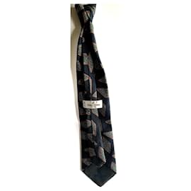 Cerruti 1881-Cerruti 1881 Cravatta in seta vintage-Caramello,Verde chiaro,Blu scuro