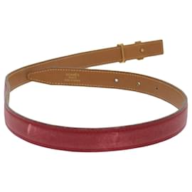 Hermès-HERMES Belt Leather 29.1"" Red Auth am4718-Red