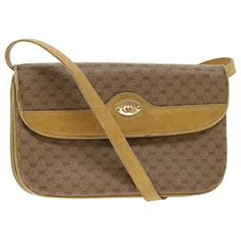 Gucci-GUCCI Micro GG Canvas Shoulder Bag PVC Leather Beige 0041060024 Auth ep1082-Beige