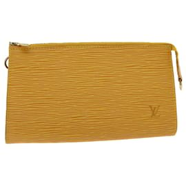 Louis Vuitton-Estuche para accesorios LOUIS VUITTON Epi Pochette Amarillo M52989 LV Auth 47754-Amarillo