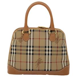 Autre Marque-Burberrys Borsa a mano Nova Check PVC Pelle Beige Auth 48150-Beige