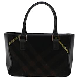 Burberry-BURBERRY Nova Check Hand Bag Harako leather Brown Auth 48105-Brown