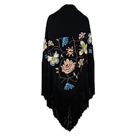 Autre Marque-Collection Privée Embroidered Poncho-Black