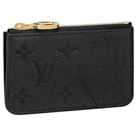Louis Vuitton-LV Black Leather Romy wallet-Black