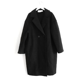 Harris Wharf London Black Dropped Shoulder Cocoon Coat Black