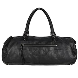 Balenciaga-Balenciaga Balenciaga Maxi City travel bag in black leather-Black