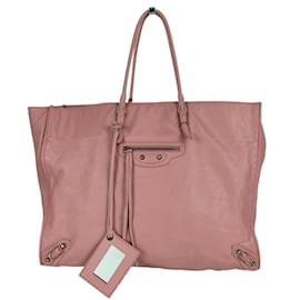 Balenciaga-Balenciaga Balenciaga Papier A4 shopper bag in pink leather-Pink