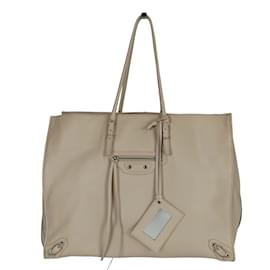 Balenciaga-Balenciaga Balenciaga Papier shopper bag in beige leather-Beige