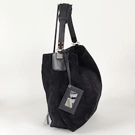 Balenciaga-Balenciaga Balenciaga maxi Shopper shoulder bag in black suede-Black