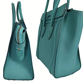Céline-Céline Celine Luggage Micro handbag in turquoise calf leather-Blue,Light brown