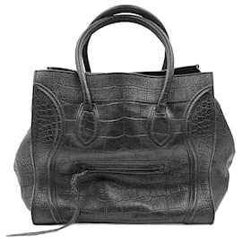 Céline-Céline Céline Luggage Phantom large bag in coco print leather-Black