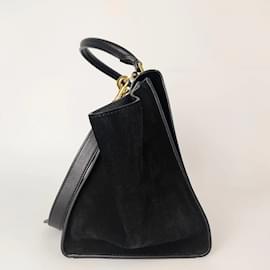 Céline-Céline Celine Trapèze bag in black patent leather-Black