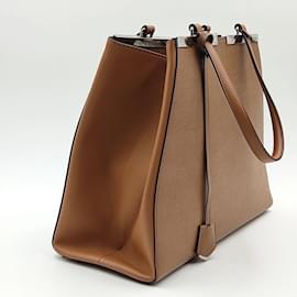 Fendi-FENDI FENDI 3 Jours shoulder bag in leather and palladium-Beige
