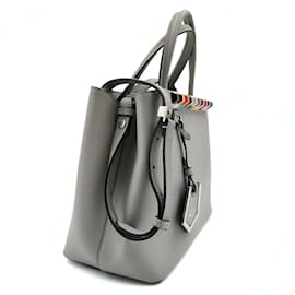 Fendi-FENDI FENDI 2Sac bandoulière Jours en cuir gris-Gris
