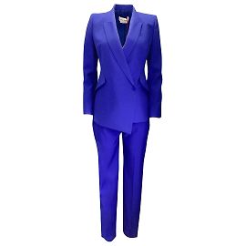 Conjunto de jaqueta e calça de lã azul Royal Alexander McQueen de duas peças Azul