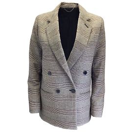 Stella Mc Cartney Stella McCartney Schwarz / Weißer, gefütterter Wollblazer mit Hahnentrittmuster Schwarz
