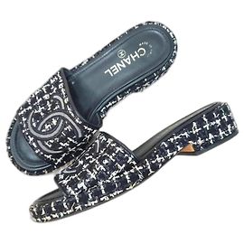 Chanel CC Mesh Tweed Slide Mules Multiple colors