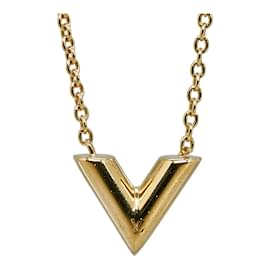 Louis Vuitton Silver/Gold Metal Essential V Necklace - Yoogi's Closet