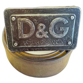 Dolce & Gabbana-Cintura Dolce Gabana in pelle-Beige