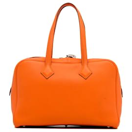 Hermès-Hermes Orange Clemence Victoria II 35-Orange