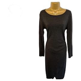 Michael Kors-Michael Kors Grey Wool Mix Long Sleeve Bodycon Dress Size L UK 12/14 US 8/10-Grey