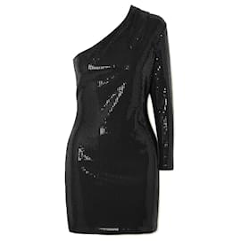 Solace London-Solace London Zuri one shoulder sequin mini dress-Black