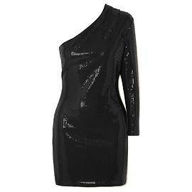 Solace London - Zuri - Robe courte asymétrique à sequins Noir