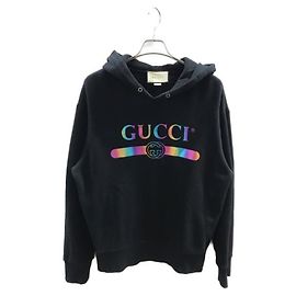 ***GUCCI Sweatshirt-Kapuzenpullover mit Regenbogenlogo Schwarz