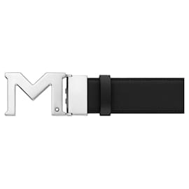 Montblanc-CINTURÓN REVERSIBLE PIEL NEGRO 35 mm con hebilla M-Negro