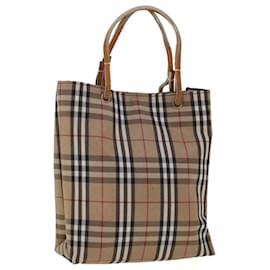 Burberry-Bolsa de mão BURBERRY Nova Check Nylon Bege Auth ep1099-Bege