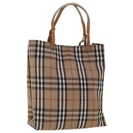 BURBERRY Nova Check Handtasche Nylon Beige Auth ep1099 Beige