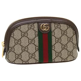 Gucci-GUCCI GG Canvas Web Sherry Line Ophidia Pouch Beige Rosso Verde 625550 auth 47562-Rosso,Beige,Verde