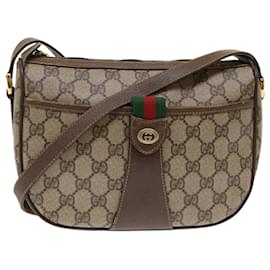 Gucci-GUCCI GG Canvas Web Sherry Line Shoulder Bag Beige Red 89.02.032 Auth ep1041-Red,Beige