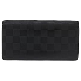 Louis Vuitton-LOUIS VUITTON Cartera Damier Anfini Portefeuille Brazza Negro N63010 EP de autenticación1015-Negro