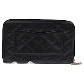 CHANEL Authentic Cambon Line Round Zipper Long Wallet Passport Holder