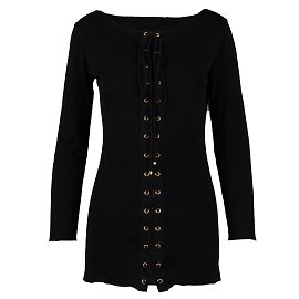 Autre Marque Collection Privée Top à lacets sur le devant Noir
