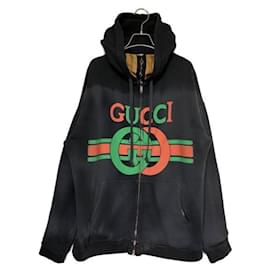 Gucci-***GUCCI Kapuzenpullover mit GG-Print und Reißverschluss-Grau