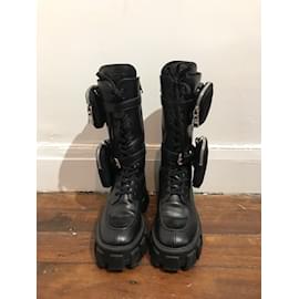 Prada-PRADA Stiefel T.EU 37 Leder-Schwarz