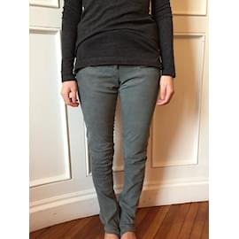 Autre Marque-NON SIGNE / UNSIGNED  Trousers T.International S Suede-Grey