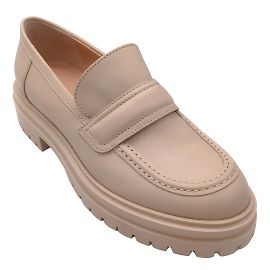 Gianvito Rossi Mousse Argo Leder-Loafer Beige