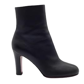 Christian Louboutin-Christian Louboutin Black Leather Round Toe Ankle Boots-Black