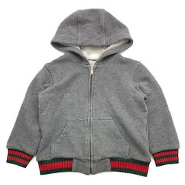 *** Moletom com capuz com zíper de linha sherry GUCCI Cinza
