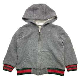 Gucci-***GUCCI Sherry-Line-Kapuzenpullover mit Reißverschluss-Grau