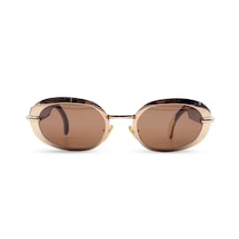 Christian Dior-Vintage Gold Metal Sunglasses Carla 42W 49/22 135-Golden